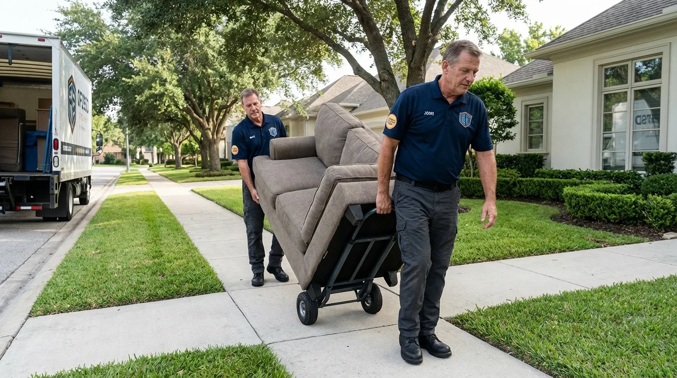 Local residential moving crew loading furniture in Buckland, MA